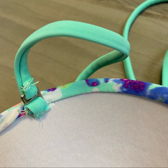 Rue 21 Rue Bleu Neon Floral Padded Bikini Top Women’s Size Small - Picture 8 of 8